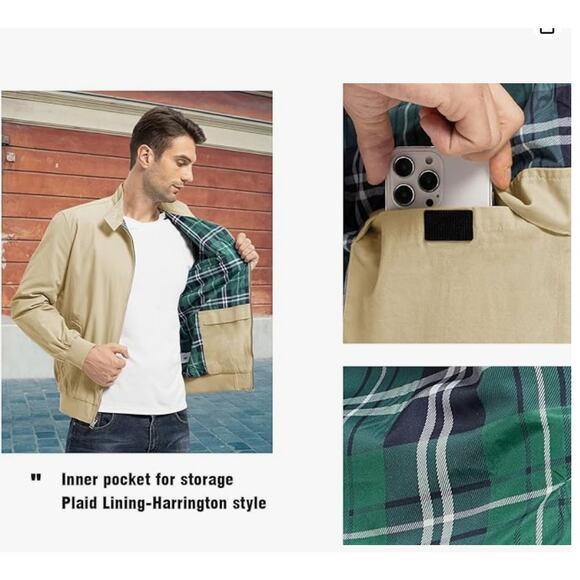 Men's Bomber Jacket Cotton Full Zip SIZE XL - Picture 6 of 7